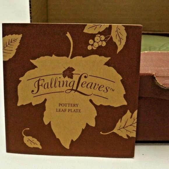 Longaberger Pottery Set of 4 Falling Leaves Collection Leaf Plates in the Box - Picture 4 of 10